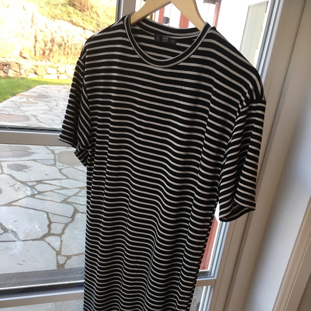 Zara Striped Jersey T-Shirt Midi Dress